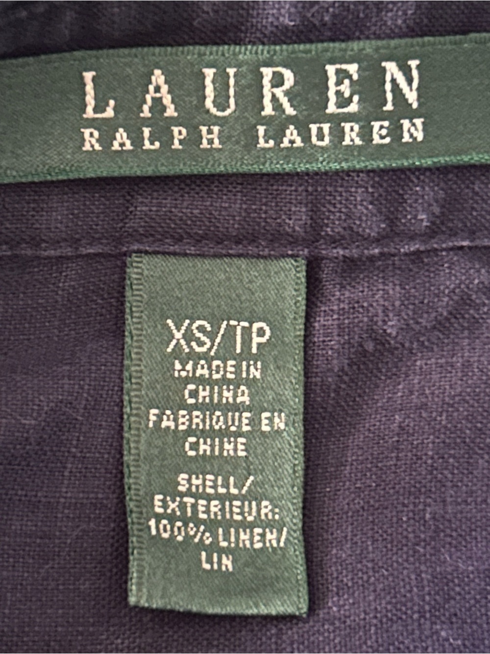 Lauren Ralph Lauren 100% Linen Navy Blue Button Down Shirt Dress Size XS - Picture 7 of 9